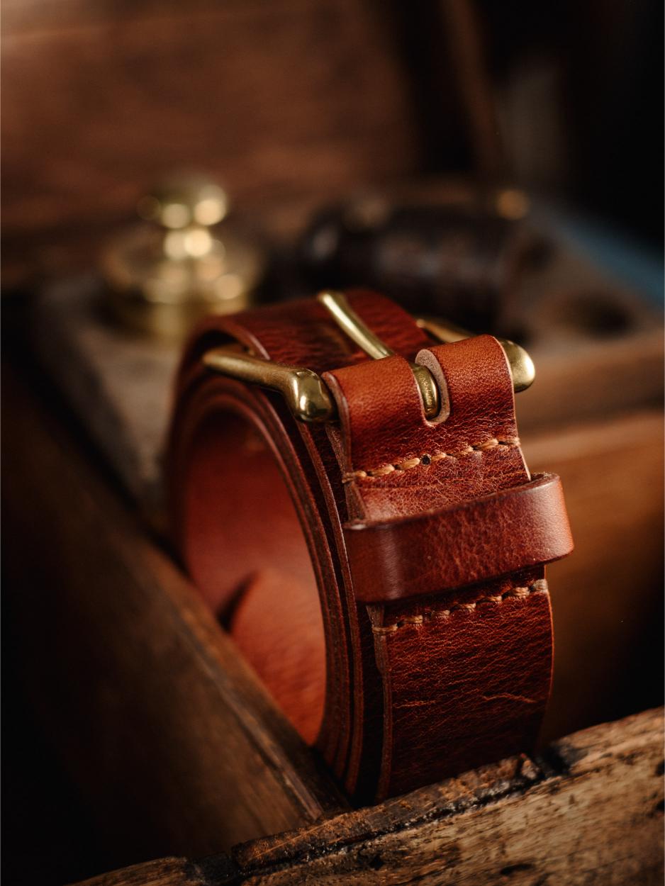 Leather Belt Bronze Nickel 32