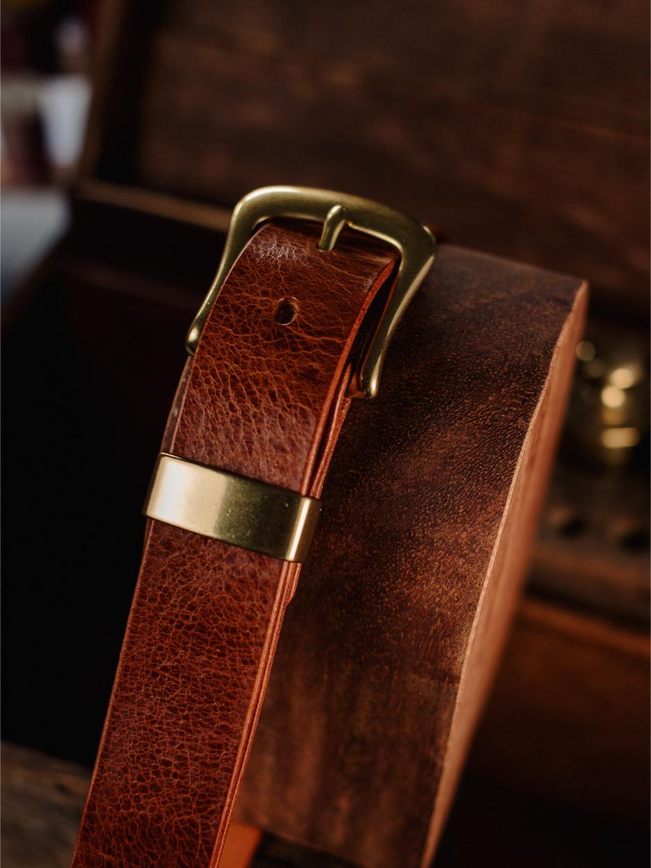 Leather Belt Bronze Nickel & Bronze Keeper 32