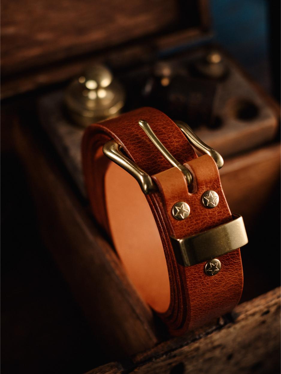 Leather Belt Bronze Nickel & Bronze Keeper 32