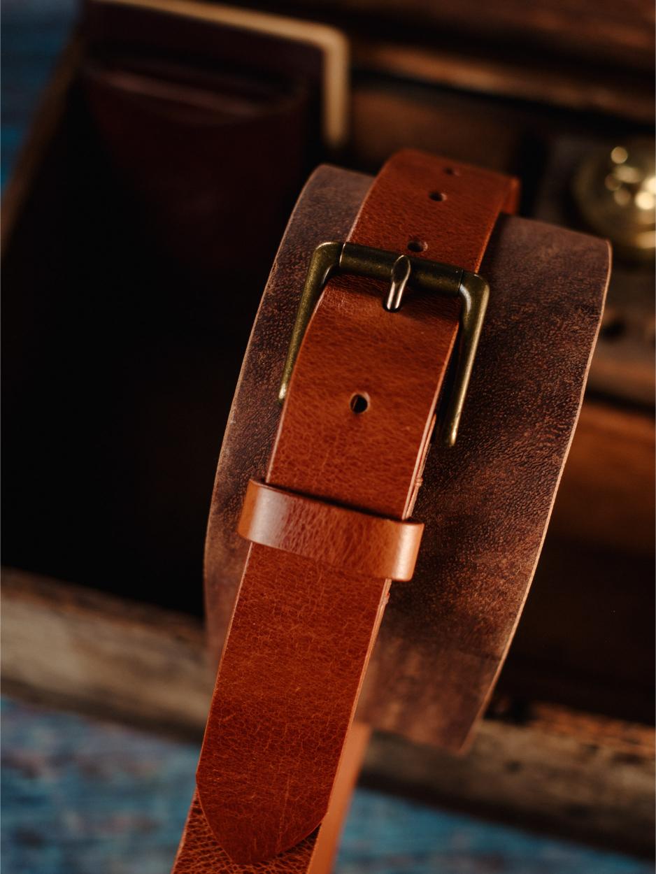 Leather Belt Antique Nickel 32