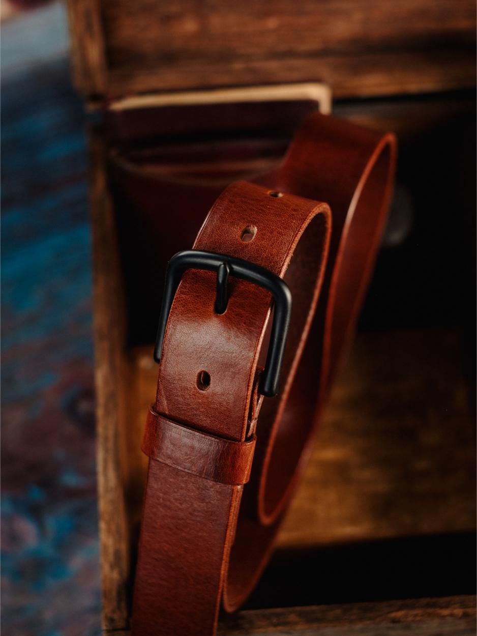 Leather Belt Matt Black Nickel 32