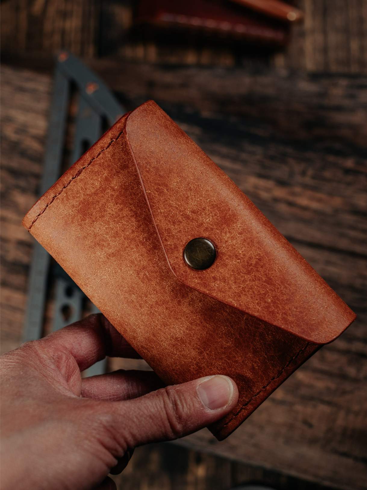 Lavietnamita folded leather sd card wallet duo tone outer side