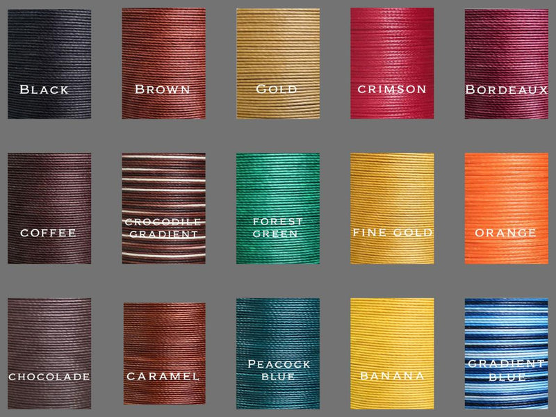 125 colours of leather thread black brown gold crimson bordeaux coffee orange caramel